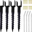 Furnishh No Dig Ground Anchor 4"x4" Post Holder U Model Screw in Post Stake for Mailbox Posts and Fence Posts, 27" Long Post Anchor Spike, 4 Packs, Black