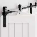 WINSOON 60" Bifold Barn Door Hardware: Smooth Quietly Bi-fold Sliding Door Hardware for 56" Closet Doors - Black Folding Track Kit Easy to Install - Bi Fold Barn Door Hardware Kit