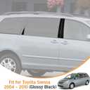 Door Pillar Covers Fit for Toyota Sienna 2004-2010,Exterior B Pillar Molding Post Trim Overlay,Pre-Cut Side Pillar Cover Trim Protector,Anti-Scratch,6PCS,Glossy Black