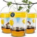 Solar Wasp Traps Outdoor Hanging 3 Pack Reusable Catcher with LED Light for Yellow Jackets Hornets Bees Flies Patio Porch Garden Backyard