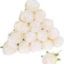 Fqueelvys 16pcs Peony Artificial Flowers Fake Peonies Bulks Cream White Silk Peonies Flowers Faux Peony Flowers Heads with Stems for Home Wedding Party Festival Baby Shower Decorations (Cream White)