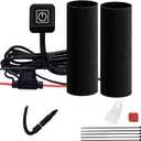 12V Motorcycle Heated Grips Cover, Universal Handlebar Grip, 3 Temperature Settings, IP67 Waterproof, ATV Scooter Motorcycle Hand Grip Heater Warmer Hot with Switch & Fuse