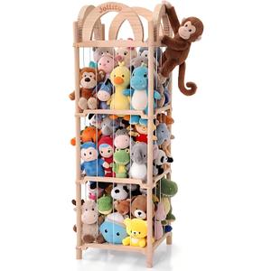 JOLLITO Stuffed Animal Storage Organizers,Large Capacity Wooden Cute Plushies Toy Zoo Holder and Storage for Toddler Rooms, Playrooms & Bedrooms, 54 Inch