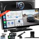 10.26'' Wireless Carplay Screen for Car with 4K Dash Cam & 1080P Backup Camera, Portable Car Audio Receivers with Carplay & Android Auto, GPS Navigation, Airplay, Mirror Link