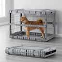 ZOMISIA Collapsible Dog Crate for Large Dogs - 36"L Heavy Duty Dog Kennel No Tools Required with 4 Sides Steel Foldable Cage for Dogs Indoor Furniture, Portable Carrier with 2 Smooth Wheels, Gunmetal