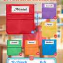VEVOR Chair Pockets for Classroom, 24 Pack, 14 x 15 Inches Chairback Buddy Pocket with Name Tag, 6 Bright Colors, Back of Chair Organizer for Kids in Classroom, Kindergarten, School, and Home