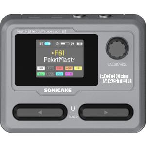 SONICAKE Pocket Master-Multi Effects Guitar Pedal with 9 Effects Modules 100 Drum Rhythms and Looper 100 Presets 20 Amp/Cab Electric Guitar Effects Processor OTG USB Audio Interface BT (Grey)