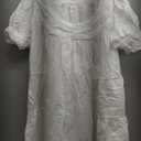 Ekouaer Cotton Nightgowns for Women Lace Trim Sleep Shirts Short Sleeve Night Shirts Sleep Dress with Pockets (Large, White)