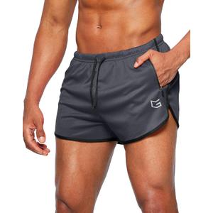 G Gradual Men's Running Shorts 3 Inch Quick Dry Gym Athletic Jogging Shorts with Zipper Pockets L