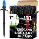 100 Pack Christmas Light Stakes 8.5"-10" for C7 and C9 String Lights,Outdoor Light Stakes,Yard Stakes,Garden,Lawn,Pathway, Patio, Path, Walkway, Christmas Decoration Black