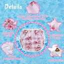 Babygoal Baby Girl Swim Diapers 3 Pack for Babies and Toddlers, Reusable Adjustable Washable for Swimming Lessons-Flower, Small