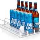 Soda Can Dispenser for Refrigerator, 3 Row Self-Pushing Rack, Fits up to 15 Cans, Width Adjustable Beverage Storage Rack, 15inch White