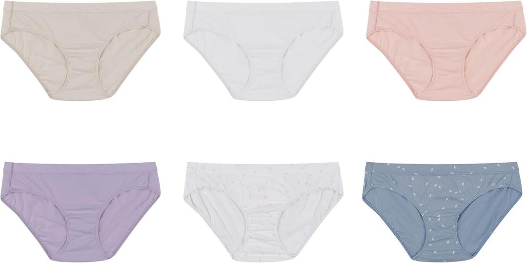 Hanes Women's Organic Cotton Panties Pack, ComfortSoft Underwear, 6-Pack (Blue, M)