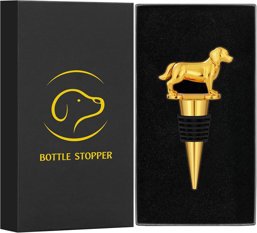 LKKCHER Golden Retriever  Stopper, Gifts Dog Gifts for Women Men Dad Dog Lovers, Bottle Stoppers for  Champagne, Birthday Gifts, Father Day Gifts, Christmas Gifts, Gold