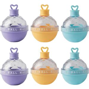 Upgraded Ice Ball Maker,6-Pack Round Ice Ball Maker Mold,2.5 Inch Whiskey Silicone Ice Mold for Whiskey and Cocktails,Large Ice Ball Mold for Family and Friends