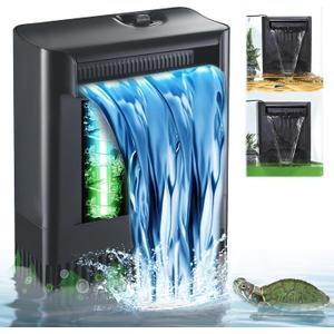 Turtle Tank Filter w/ U-V Light for Large 40-150 Gal Tank 4-Stage Flow Adjustable Low Water Level Internal Deodorization Green Clean Machine Killing Cloudy Saltwater Freshwater Aquarium Crystal Clear