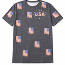 American Flag Patriotic T-Shirt Women 4th of July Gift Shirt USA Flag Stars Stripes Graphic Short Sleeve Casual Tops (Small, Blue)