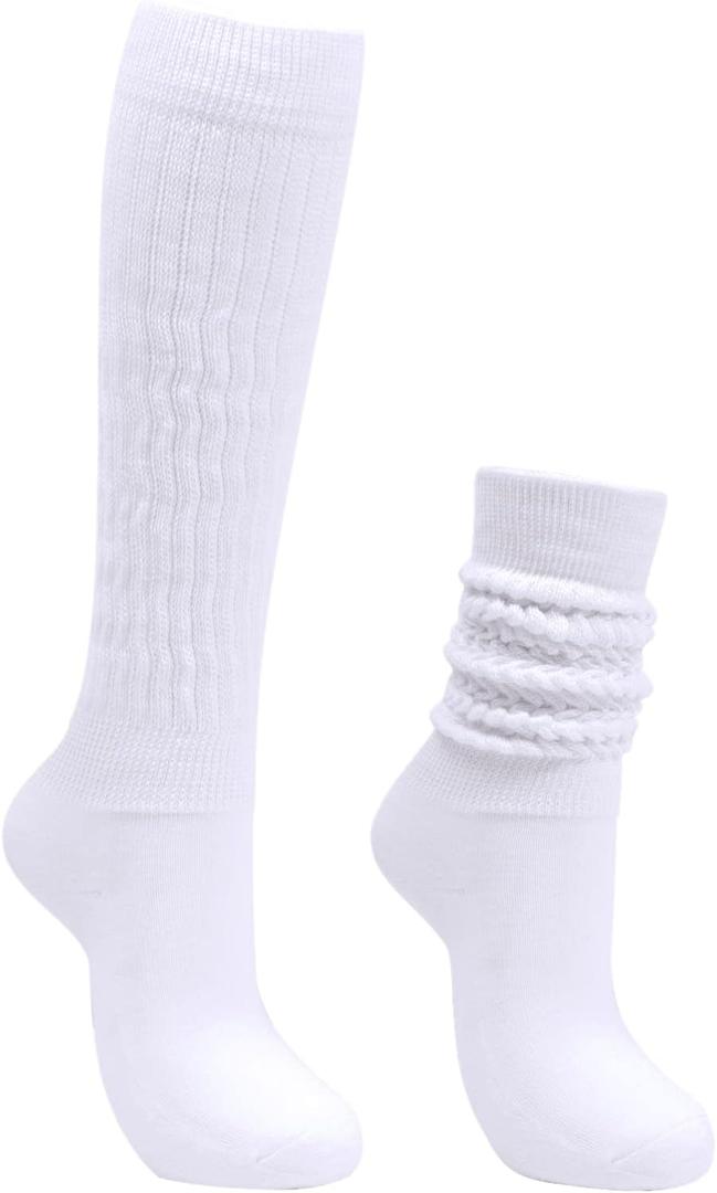Intgoodluckycc Slouch Scrunch Socks for Women, Scrunch Long High Tube Socks (One Size, 1 Pair - White)