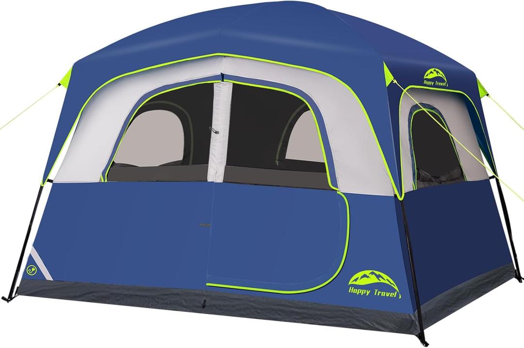 Happy Travel Tent 6 Person Blackout Camping Tent, Portable Easy Setup Cabin Tents with Dark Space Design, Light Blocking Tent with Top Rainfly for Outdoor Camping, Water-Resistant,10'L x 9'W x 79" H