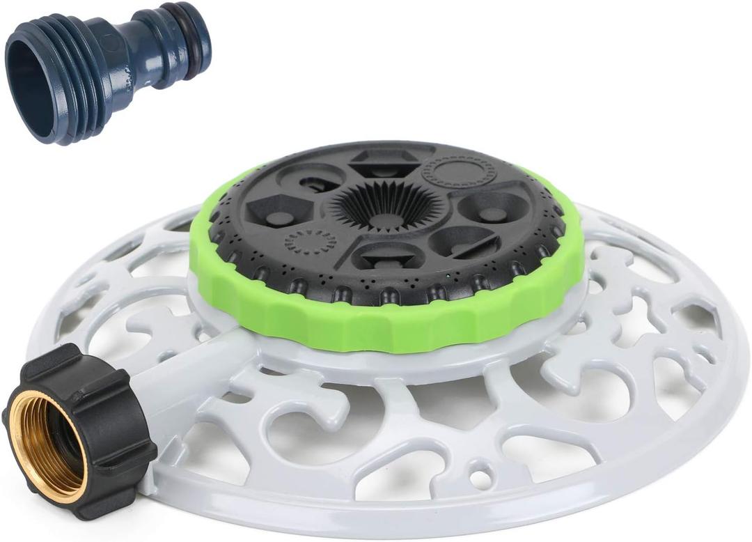 STYDDI Turret Pattern Sprinkler, 8-Pattern Stationary Water Sprinkler on Metal Decorative Base for Watering Small and Large Yards, Lawns, Garden or Odd Shaped Areas, Covers up to 1,225 sq. ft., Pack of 2 