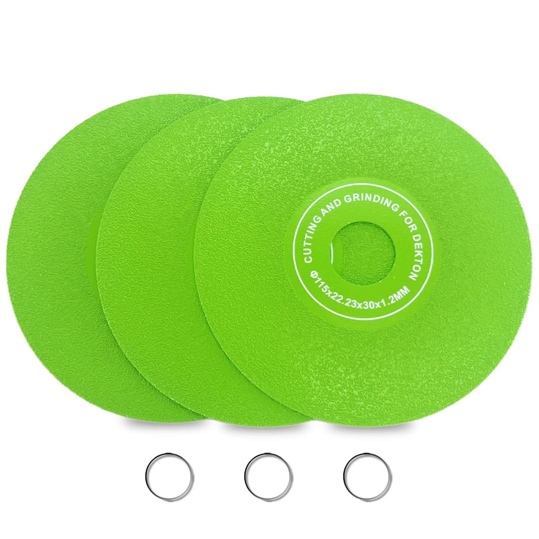 4.5" Glass Cutting Disc 3-Pack - Diamond Saw Blades Ultra-Wide 1.2" Tile Cutter Disc for Chip-Free Cutting on Tile, Glass, Marble, Granite