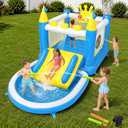 Inflatable Water Slide for Kids Ages 3-8, 6-in-1 PVC Water Bounce House
Blow Up Water Park with Splash Pool, Basketball Hoop, Ring Toss & Water Guns, Air Blower, for Backyard, Outdoor, Indoor