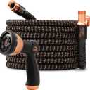 Pocket Hose 100 FT Copper Bullet Expandable Garden Hose w/10 Pattern Thumb Spray Nozzle AS SEEN ON TV 650psi 3/4 in Patented Lead-Free Ultra-Lightweight Solid Copper Anodized Aluminum