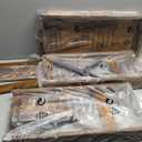 Hadulcet Farmhouse Side Table with Storage Shelf, Narrow Bedside Table for Small Space, Slim End Table, Rustic X-Design Nightstand for Living Room, Bedroom, White & Brown