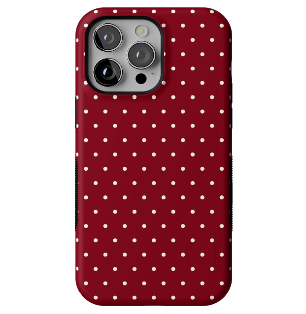 iPhone 17 Pro case Polka Dot Red Protectind Case for Ip 17 Pro, Red with White Dots