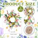 6 Pcs Mini Yellow Flowers Hanging Wreaths for Cabinets Artificial Spring Small Candle Ring Wreaths with Pink Floral and Purple Lavender for for Home Kitchen Front Door Window Farmhouse Porch Wall