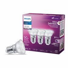 Philips Ultra Definition LED 50-Watt PAR16 Indoor Spotlight Light Bulb, 40-Degree Beam Angle, Dimmable, E26 Medium Base (3-Pack)