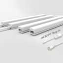 Under Cabinet Lighting Plug in, 16 Inch 4 Pcs, Linkable AC120V 3CCT 3000K/4000K/5000K Ultra Slim, LED Under Cabinet Lights for Counter Light, Kitchen, Shelf, Sink, Workshop, Desk, White