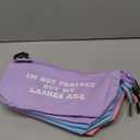 6 Pack Small Cosmetic Canvas Makeup Bags for Women with Zipper, 3 Colors and Designs (8 x 4 x 6 In) (Blue, Pink, Purple)