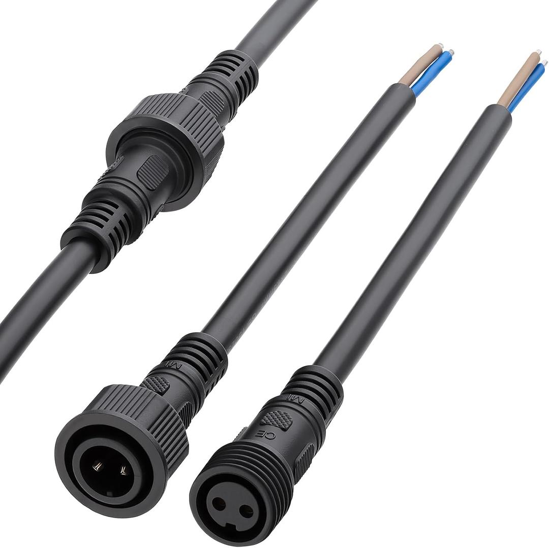 5 Pairs 2 Pin Electrical Connector, IP67 Male Female Plug Waterproof Connector with 20cm Extension Cable, for Car, Boat, Truck, Indoor/Outdoor LED Strip Lights