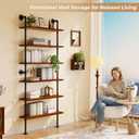 6 Tier Industrial Ladder Shelf Bookcase, Wall Mounted Rustic Bookshelf for Living Room Decor and Storage (Walnut Color, 6 Tier - 10" D x 36" W x 82.5" H)
