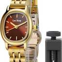 Leo Rings Retro Ladies Wristwatch Women's Oval Bracelet Quartz Watch Dainty for Womens Mesh Bracelet Waterproof Watch