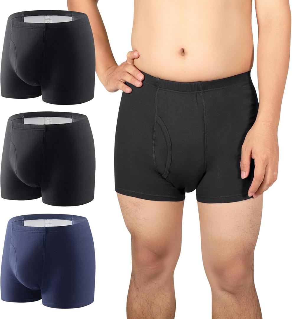 Carer Incontinence Underwear for Men Washable Incontinence Boxer Briefs 3 Pack Leak Proof Underwear for Men Cotton Reusable Incontinence Underwear with Extended Pad Front & Rear 280ML (Medium) (2 Black/1 Blue) Carer Incontinence Underwear for Men Washable Incontinence Boxer Briefs 3 Pack Leak Proof Underwear for Men Cotton Reusable Incontinence Underwear with Extended Pad Front & Rear 280ML (Medium) (2 Black/1 Blue)