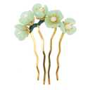 Beaupretty Jade Flower Hair Pin Chinese Hair Stick Jade Hairpin Retro Chignon Pin Traditional Classical Flower Hair Chopstick Hair Styling Accessories for Women Girls (Green) (1 Count (Pack of 1))
