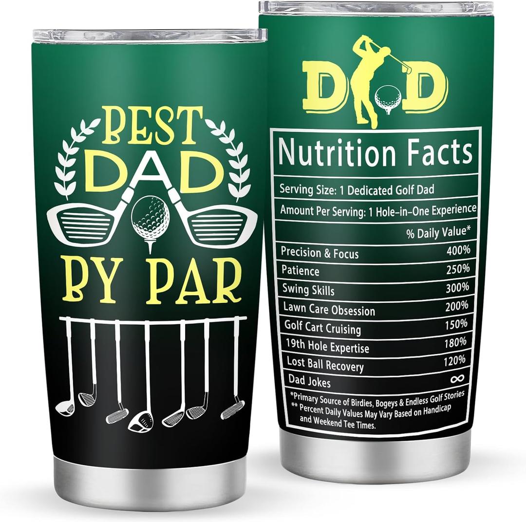 Golf Gifts for Dads, Fathers Day Golf Gift for Men, Dad, Husband, Funny Golfer Gift, Father's Day Gifts for Golfer Men, Best Dad By Par Tumbler 20oz