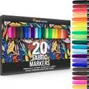 Zenacolor 20 Fabric Markers Pens Set - Indelible and Permanent Fabric Paint Fine Point Textile Marker Pen