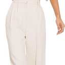 FUNYYZO Wide Leg Pants Women's High Elastic Waisted in The Back Business Work Trousers Long Straight Suit Pants