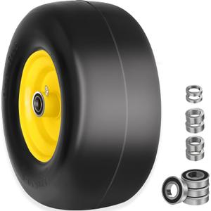 MIV 13x6.50-6 Lawn Mower Tires Flat Free, Front Tires For Zero Turn Lawn Mower, Fit Most Zero-Turn Lawn Mowers, Garden Tractors And Riding Mowers, 5.5"Center Hub, Yellow Rim, 1 Pack