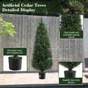 2pcs Chillchard Two 5ft Artificial Plants Topairy Faux Cedar Trees for Outdoor Planters, 60IN Tall Fake Pine Bushes UV Resistant Large Potted Shrubs for Front Porch Dcor
