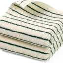 Jacquotha Green Striped Hand Towels for Kitchen, Vintage Bathroom Decor, Natural Cotton Tea Towel, 14 x 29
