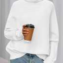 PRETTYGARDEN Fall Sweaters for Women 2026 Winter Clothing Batwing Sleeve Casual Loose Knit Turtleneck Sweater Holiday Outfits (White, XL)