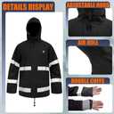 Rain Suits for Men Waterproof Rain Jacket Coat Pants Heavy Duty Women Fishing Rain Gear Workwear (Black/Hi-Vis, XXX-Large)