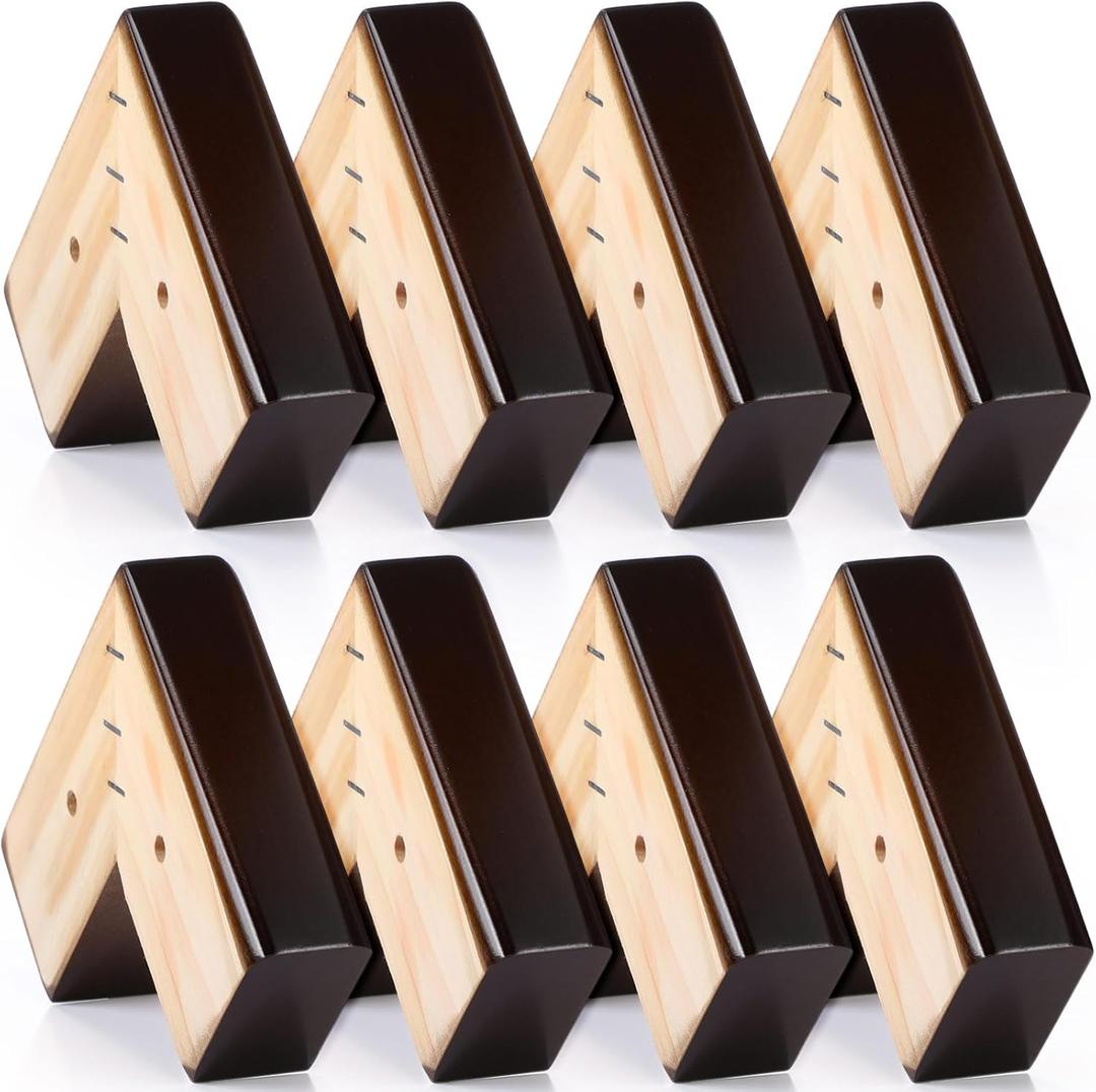 Geelin 8 Pack Wooden Furniture Risers 1 Inch High LShaped Bed Risers with Metal Screws and Anti-Slip Pads Furniture Legs Couch Legs Replacement Sofa Feet for Coffee Table Bed Dresser (Walnut Color)