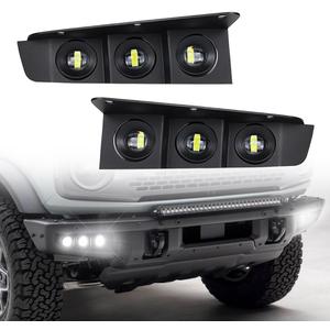 For Bronco bumper lights 6LED White Daytime Running Light Assemble Front Fog lamps Compatible with F-ord Bronco 2021 2022 2023 2024 2/4 Door, NOT FIT Bronco Sport