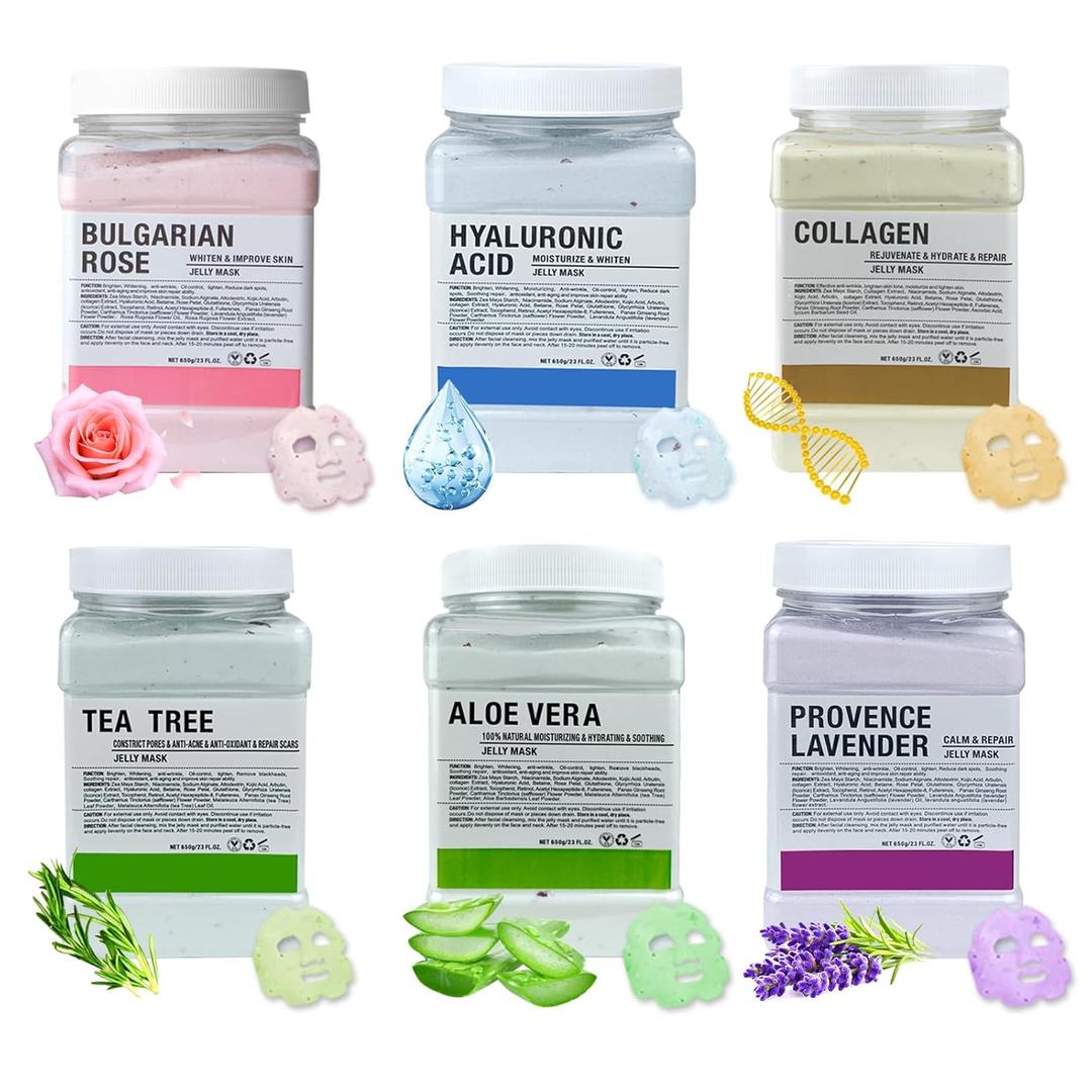 Angeland Jelly Mask for Facials Professional, Hydrating & Moisturizing PeelOff Natural Gel Face Mask SkinCare, Professional Spa Use Jelly Face Masks, Deep Hydration & Glow 23 Fl Oz (6 Pcs)
