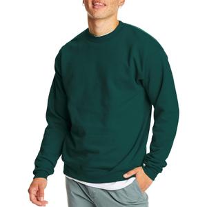 Hanes Men's EcoSmart Fleece, Pullover Crewneck Sweatshirt, 1 or 2 Pack (Large, Dark Green)